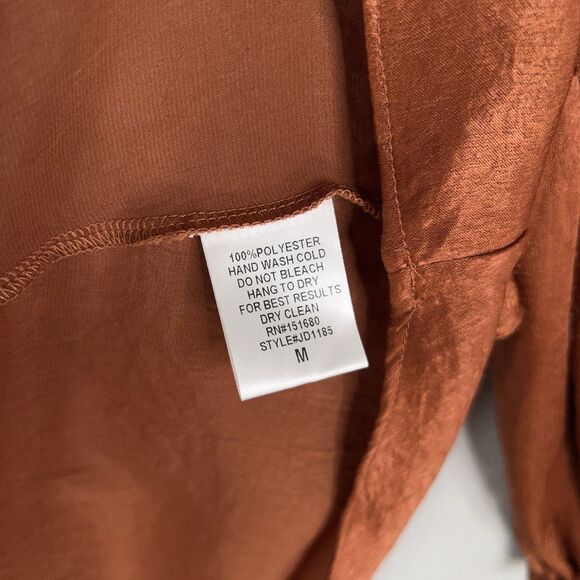 Storia Dress Womens Medium Brown Cold Shoulder Ruffle Smocked Boho Babydoll Y2K - Picture 12 of 13